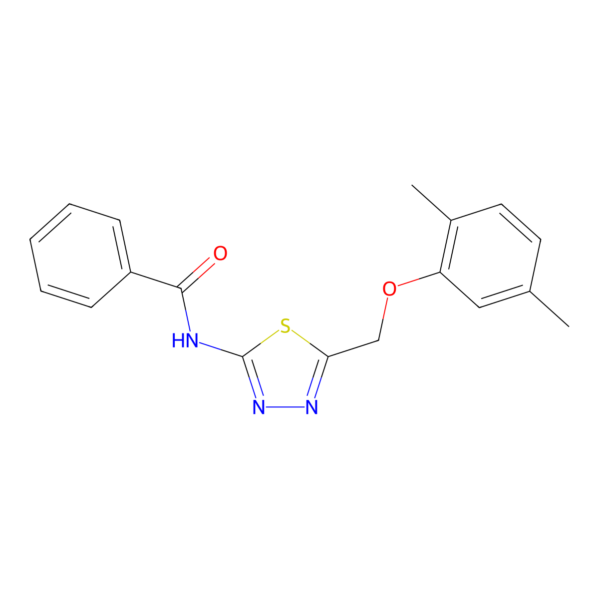 N-{5-[(2,5-dimethylphenoxy)methyl]-1,3,4-thiadiazol-2-yl}benzamide molecular structure, CAS 310418-64-5