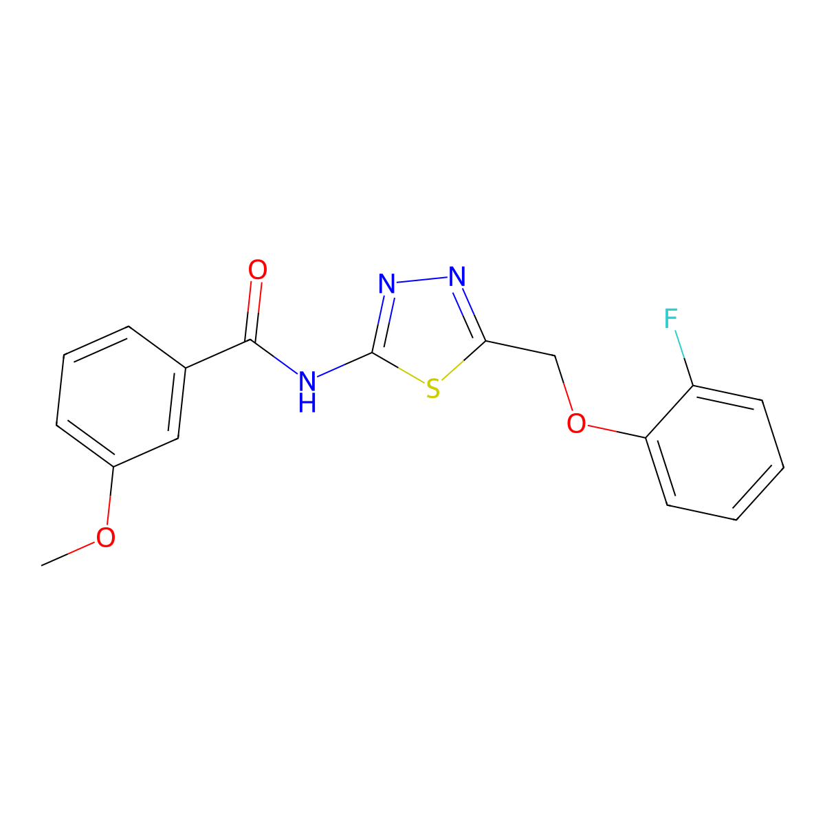 N-[5-[(2-fluorophenoxy)methyl]-1,3,4-thiadiazol-2-yl]-3-methoxybenzamide molecular structure, CAS 310418-66-7