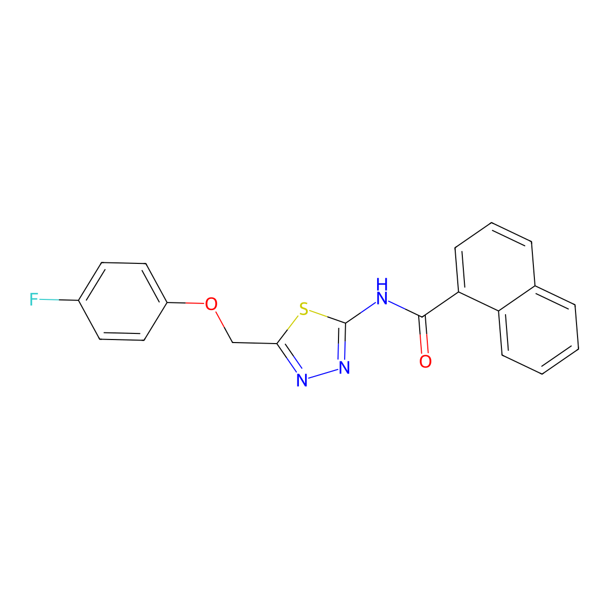 N-[5-[(4-fluorophenoxy)methyl]-1,3,4-thiadiazol-2-yl]naphthalene-1-carboxamide molecular structure, CAS 310418-68-9