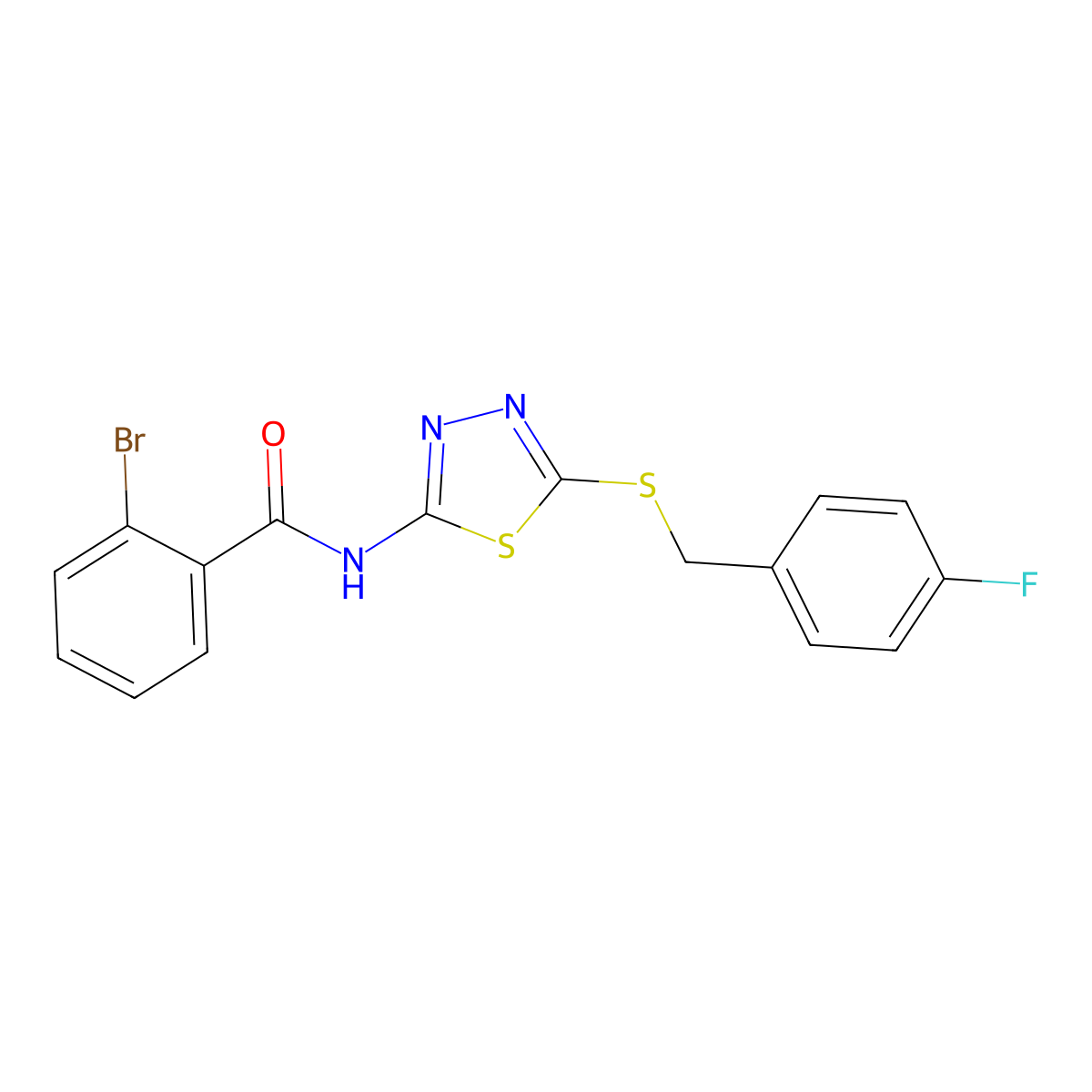 2-bromo-N-{5-[(4-fluorobenzyl)sulfanyl]-1,3,4-thiadiazol-2-yl}benzamide molecular structure, CAS 310418-70-3