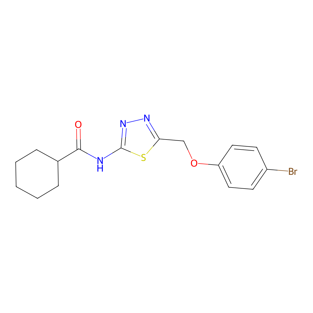 N-{5-[(4-bromophenoxy)methyl]-1,3,4-thiadiazol-2-yl}cyclohexanecarboxamide molecular structure, CAS 310418-71-4