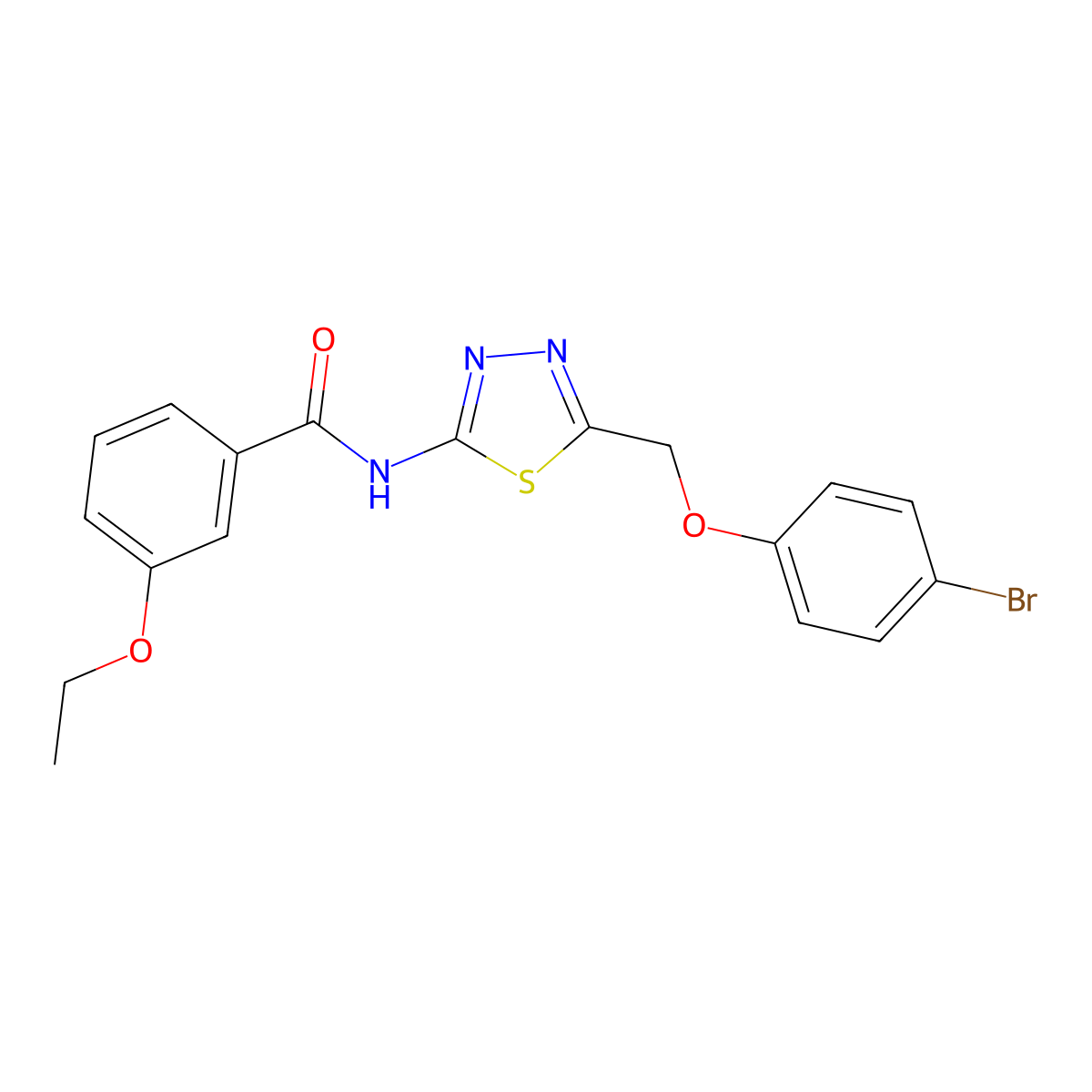 N-[5-[(4-bromophenoxy)methyl]-1,3,4-thiadiazol-2-yl]-3-ethoxybenzamide molecular structure, CAS 310418-72-5