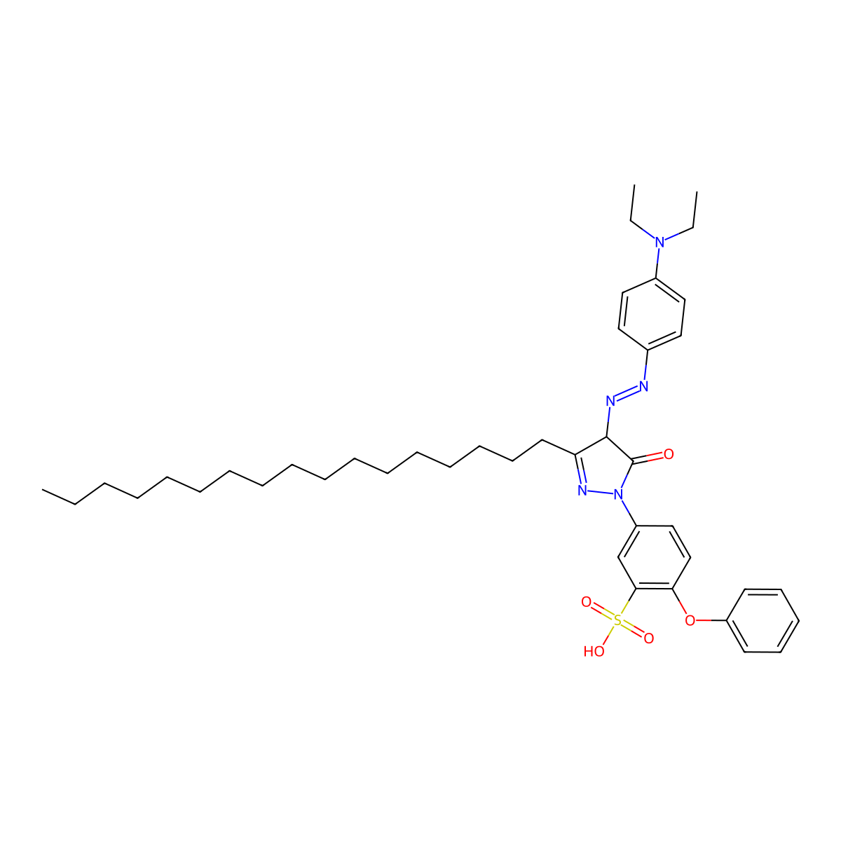 5-(4-{(E)-[4-(diethylamino)phenyl]diazenyl}-3-heptadecyl-5-oxo-4,5-dihydro-1H-pyrazol-1-yl)-2-phenoxybenzenesulfonic acid molecular structure, CAS 31042-44-1