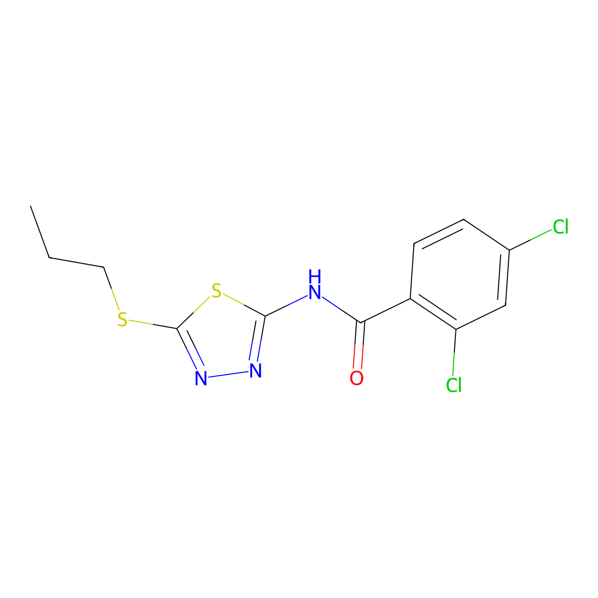 2,4-dichloro-N-[5-(propylsulfanyl)-1,3,4-thiadiazol-2-yl]benzamide molecular structure, CAS 310420-23-6