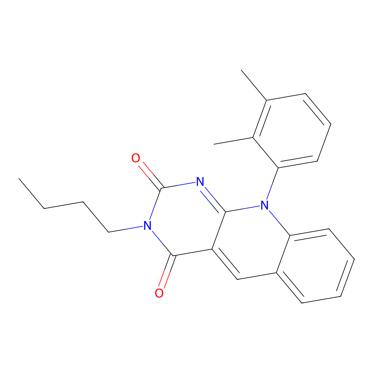 3-Butyl-10-(2,3-dimethylphenyl)pyrimido[4,5-b]quinoline-2,4(3H,10H)-dione molecular structure, CAS 310421-60-4