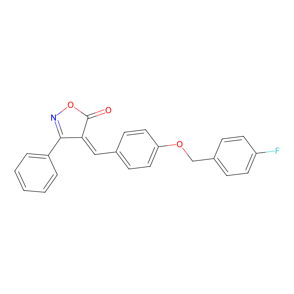 4-[[4-[(4-Fluorophenyl)methoxy]phenyl]methylene]-3-phenyl-5(4H)-isoxazolone molecular structure, CAS 310421-95-5