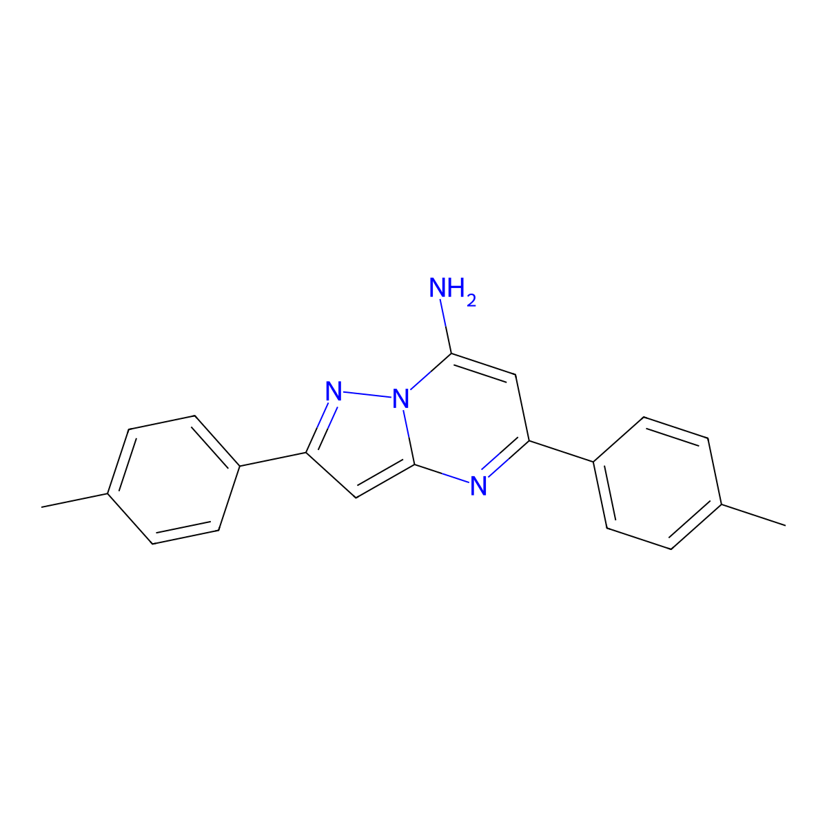 2,5-Bis(4-methylphenyl)pyrazolo[1,5-a]pyrimidin-7-amine molecular structure, CAS 310422-22-1