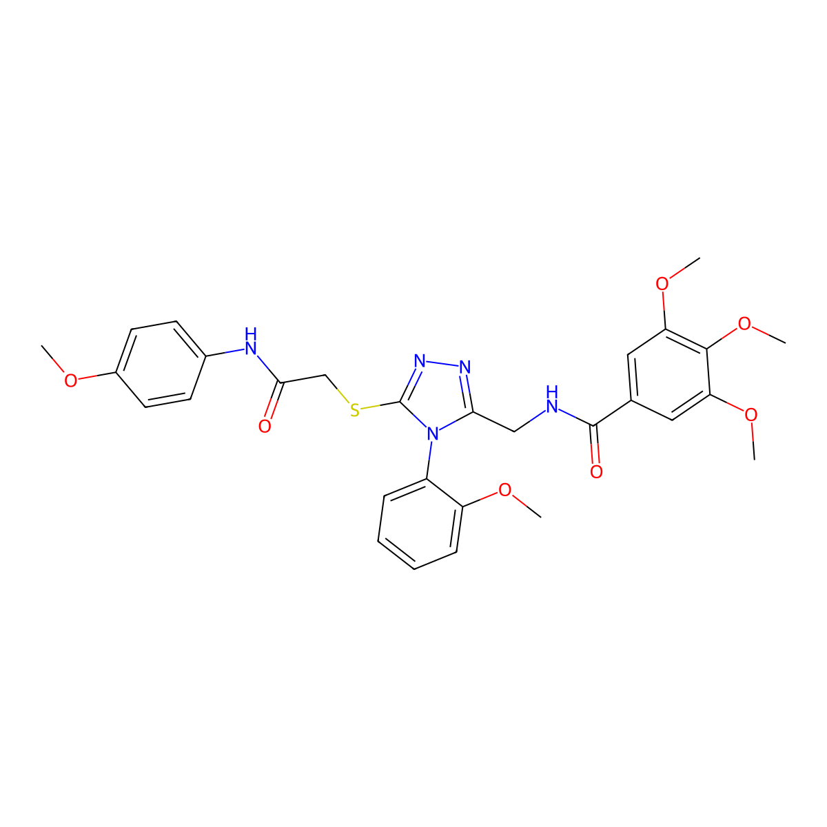 3,4,5-trimethoxy-N-[[5-[2-(4-methoxyanilino)-2-oxoethyl]sulfanyl-4-(2-methoxyphenyl)-1,2,4-triazol-3-yl]methyl]benzamide molecular structure, CAS 310427-19-1