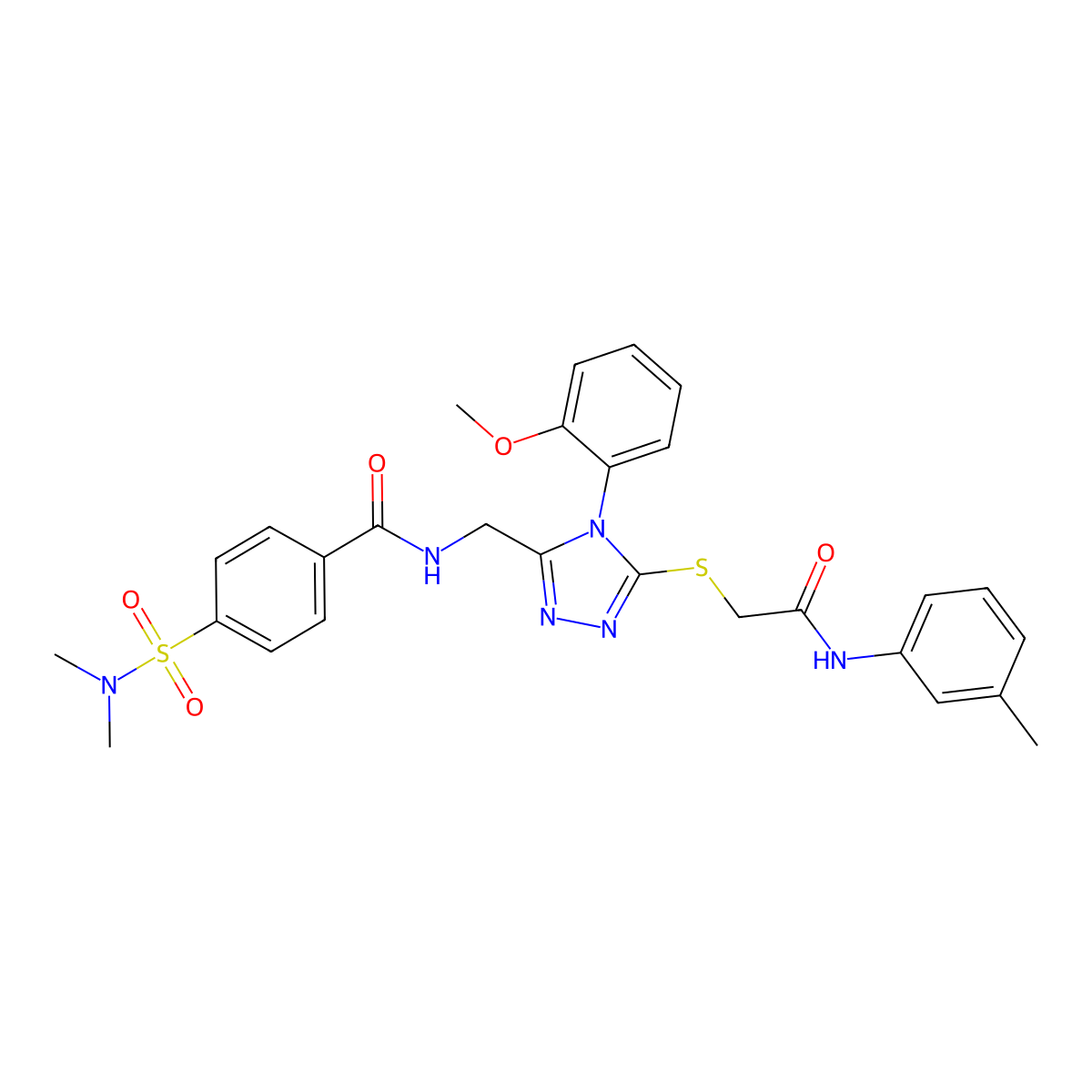 4-(dimethylsulfamoyl)-N-[[4-(2-methoxyphenyl)-5-[2-(3-methylanilino)-2-oxoethyl]sulfanyl-1,2,4-triazol-3-yl]methyl]benzamide molecular structure, CAS 310427-32-8