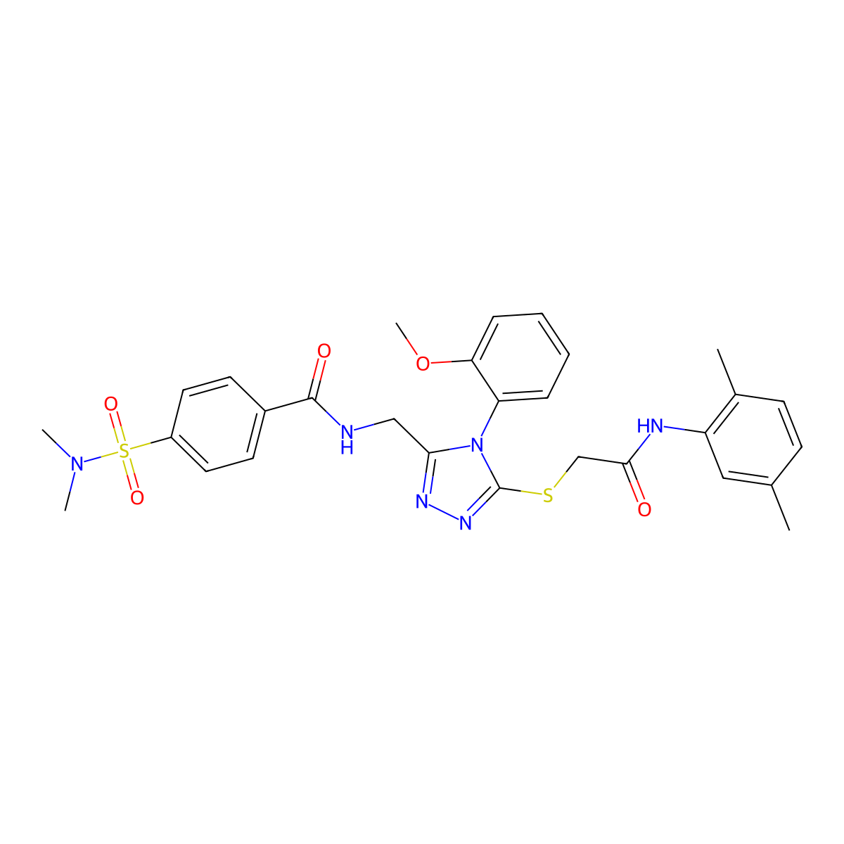 N-[[5-[2-(2,5-dimethylanilino)-2-oxoethyl]sulfanyl-4-(2-methoxyphenyl)-1,2,4-triazol-3-yl]methyl]-4-(dimethylsulfamoyl)benzamide molecular structure, CAS 310427-34-0