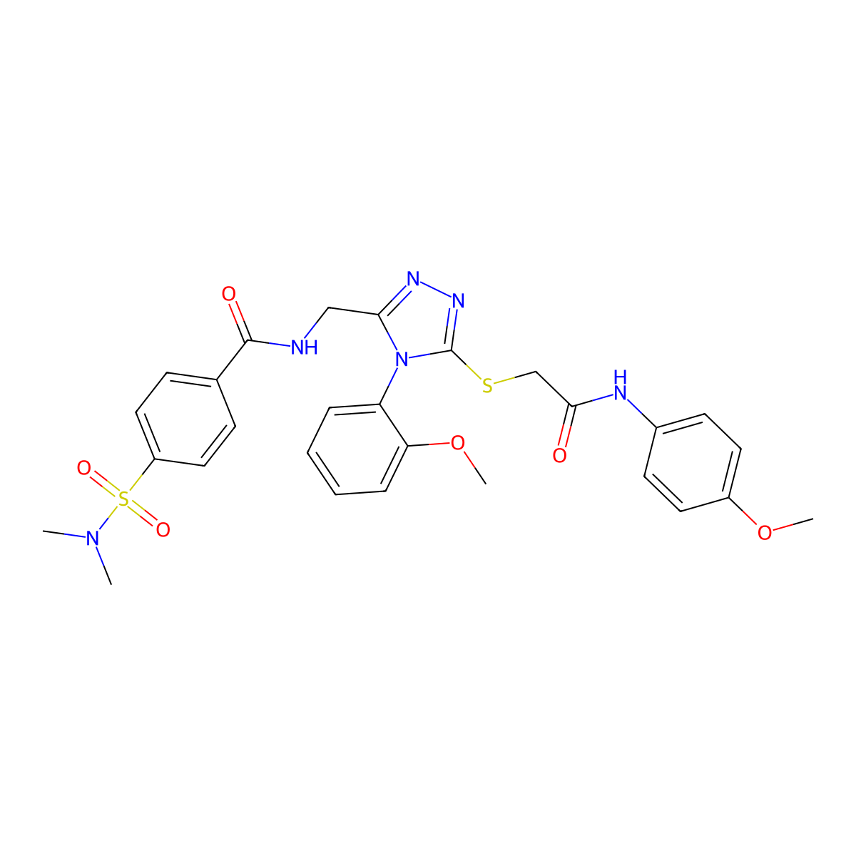 4-(N,N-dimethylsulfamoyl)-N-((4-(2-methoxyphenyl)-5-((2-((4-methoxyphenyl)amino)-2-oxoethyl)thio)-4H-1,2,4-triazol-3-yl)methyl)benzamide molecular structure, CAS 310427-35-1