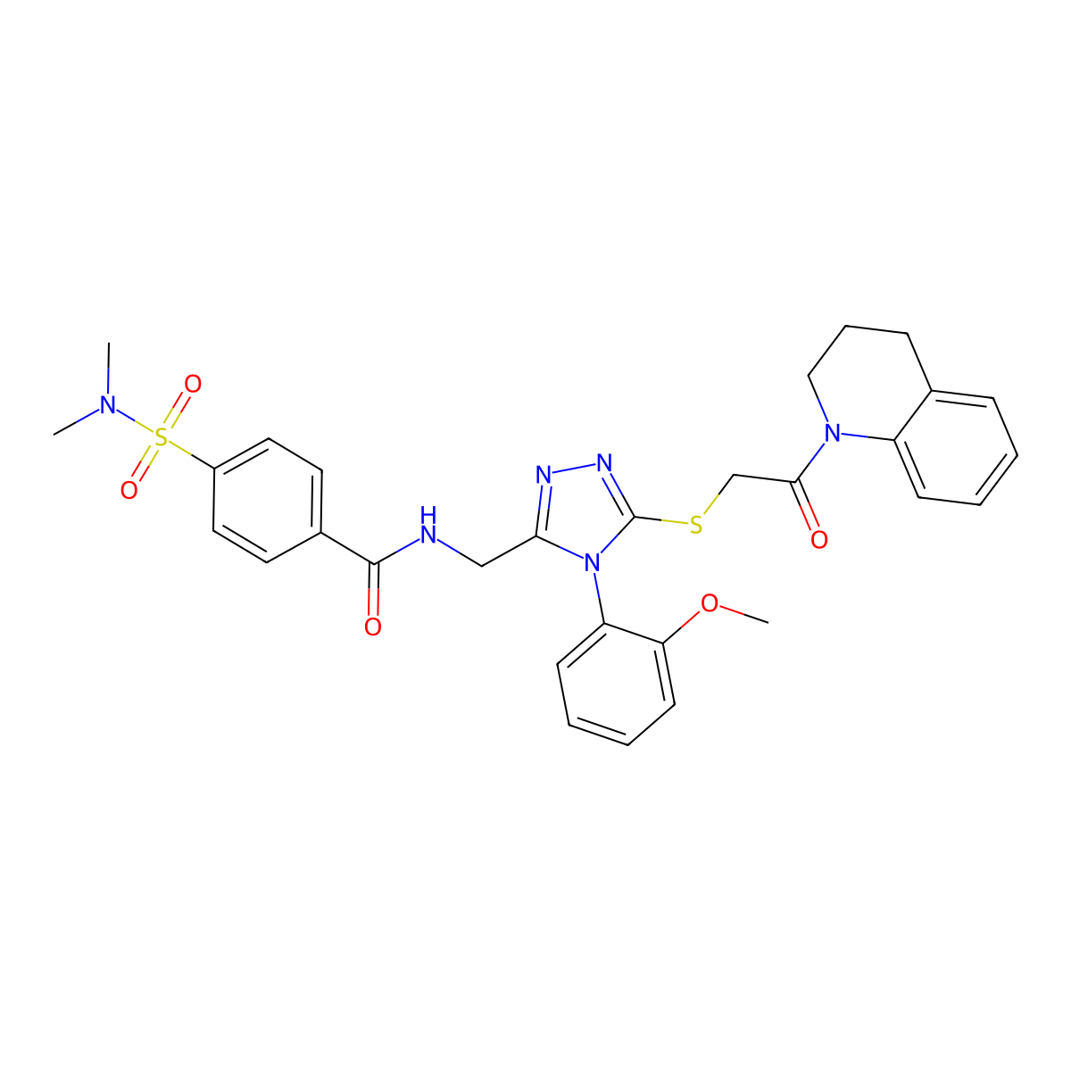 N-((5-((2-(3,4-dihydroquinolin-1(2H)-yl)-2-oxoethyl)thio)-4-(2-methoxyphenyl)-4H-1,2,4-triazol-3-yl)methyl)-4-(N,N-dimethylsulfamoyl)benzamide molecular structure, CAS 310427-38-4