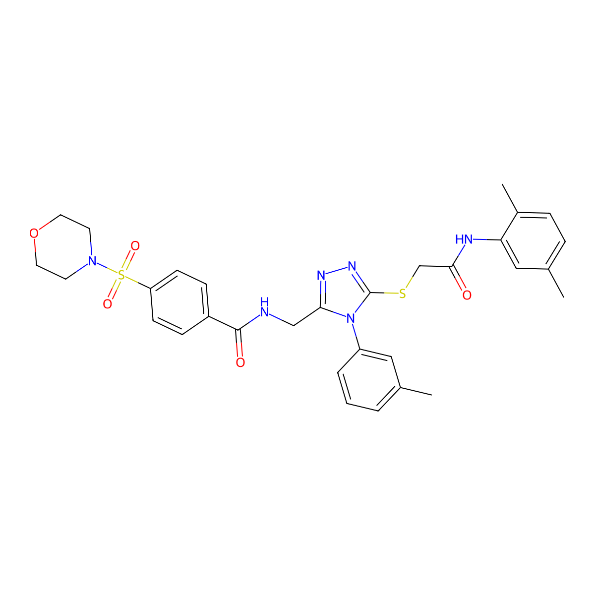 N-((5-((2-((2,5-dimethylphenyl)amino)-2-oxoethyl)thio)-4-(m-tolyl)-4H-1,2,4-triazol-3-yl)methyl)-4-(morpholinosulfonyl)benzamide molecular structure, CAS 310427-43-1