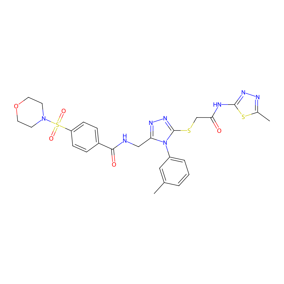 N-[[4-(3-methylphenyl)-5-[2-[(5-methyl-1,3,4-thiadiazol-2-yl)amino]-2-oxoethyl]sulfanyl-1,2,4-triazol-3-yl]methyl]-4-morpholin-4-ylsulfonylbenzamide molecular structure, CAS 310427-47-5