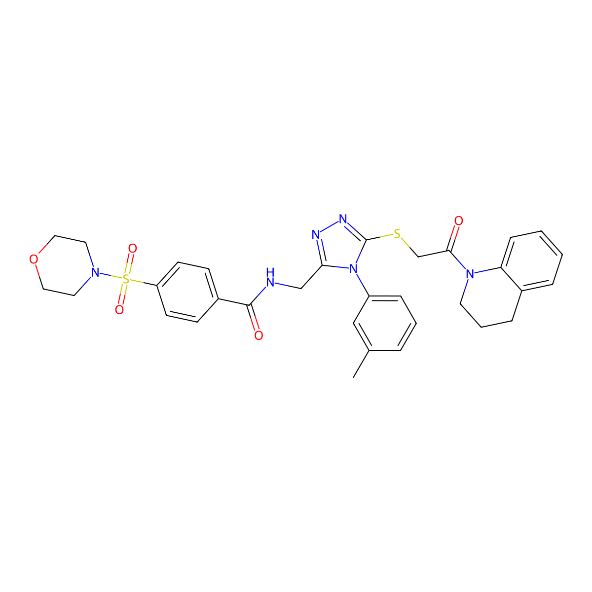 N-((5-((2-(3,4-dihydroquinolin-1(2H)-yl)-2-oxoethyl)thio)-4-(m-tolyl)-4H-1,2,4-triazol-3-yl)methyl)-4-(morpholinosulfonyl)benzamide molecular structure, CAS 310427-49-7