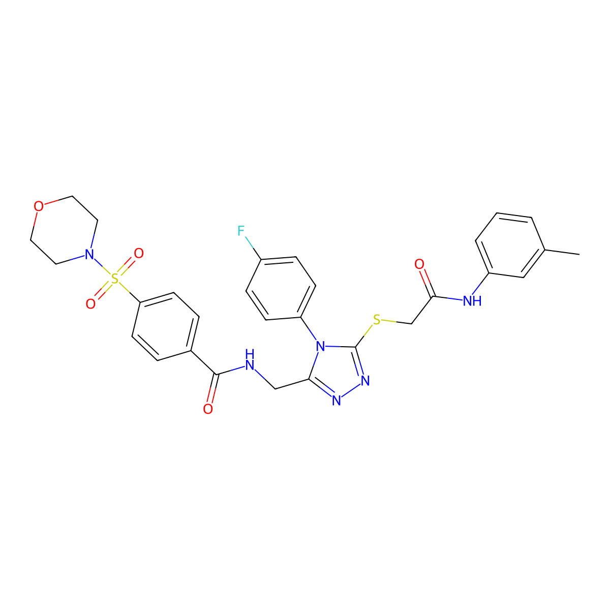 N-[[4-(4-fluorophenyl)-5-[2-(3-methylanilino)-2-oxoethyl]sulfanyl-1,2,4-triazol-3-yl]methyl]-4-morpholin-4-ylsulfonylbenzamide molecular structure, CAS 310427-50-0