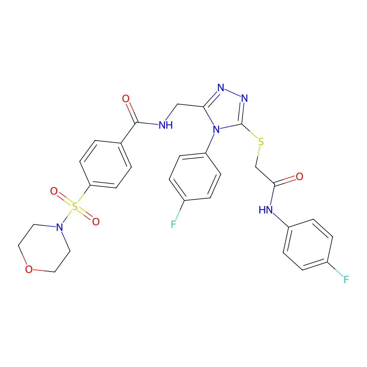 N-[[5-[2-(4-fluoroanilino)-2-oxoethyl]sulfanyl-4-(4-fluorophenyl)-1,2,4-triazol-3-yl]methyl]-4-morpholin-4-ylsulfonylbenzamide molecular structure, CAS 310427-51-1