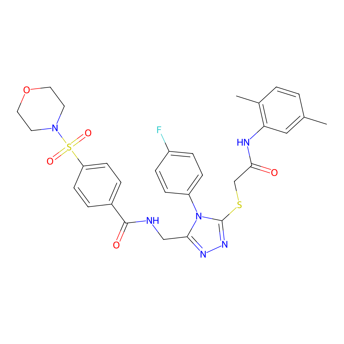 N-[[5-[2-(2,5-dimethylanilino)-2-oxoethyl]sulfanyl-4-(4-fluorophenyl)-1,2,4-triazol-3-yl]methyl]-4-morpholin-4-ylsulfonylbenzamide molecular structure, CAS 310427-52-2