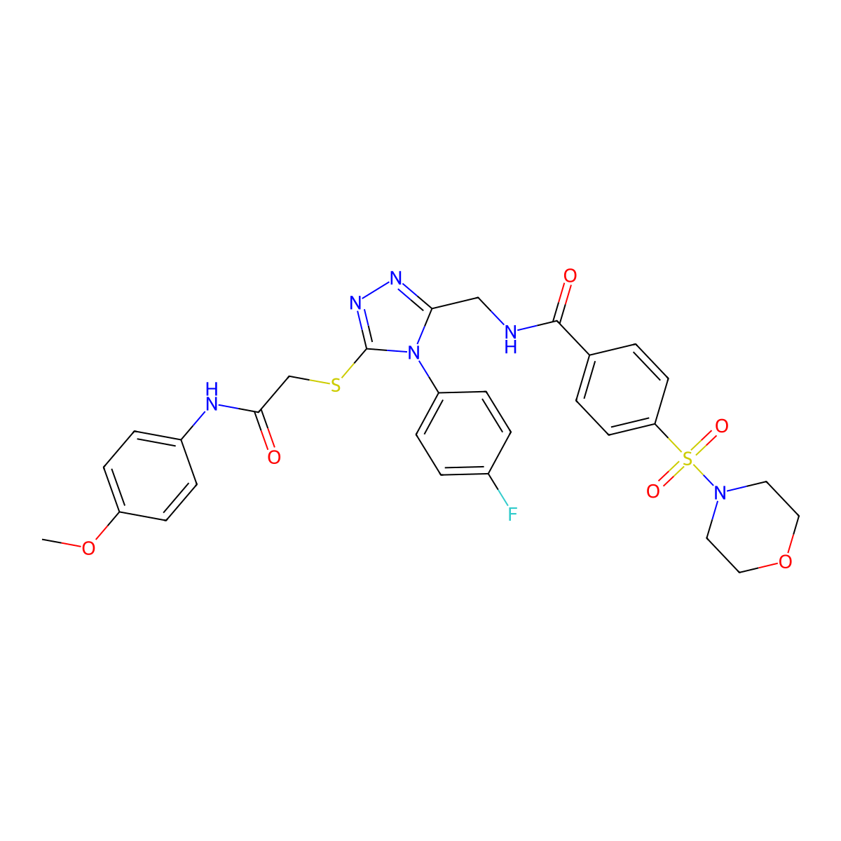 N-((4-(4-fluorophenyl)-5-((2-((4-methoxyphenyl)amino)-2-oxoethyl)thio)-4H-1,2,4-triazol-3-yl)methyl)-4-(morpholinosulfonyl)benzamide molecular structure, CAS 310427-53-3