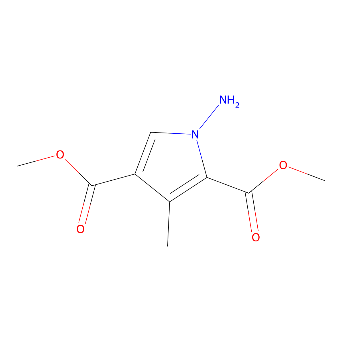 dimethyl 1-amino-3-methyl-1H-pyrrole-2,4-dicarboxylate molecular structure, CAS 310431-26-6