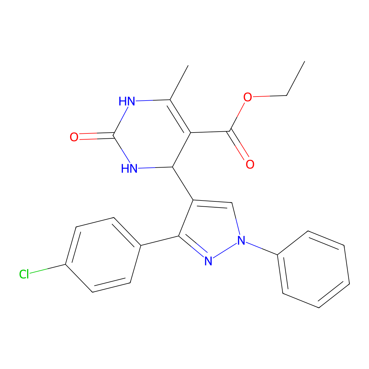 Ethyl 4-[3-(4-chlorophenyl)-1-phenyl-1H-pyrazol-4-YL]-6-methyl-2-oxo-1,2,3,4-tetrahydro-5-pyrimidinecarboxylate molecular structure, CAS 310440-80-3