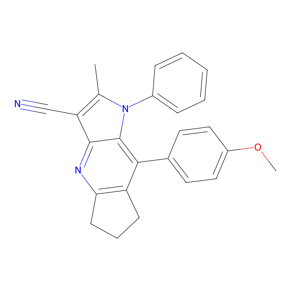 8-(4-Methoxyphenyl)-2-methyl-1-phenyl-1,5,6,7-tetrahydrocyclopenta[b]pyrrolo[2,3-e]pyridine-3-carbonitrile molecular structure, CAS 310447-08-6
