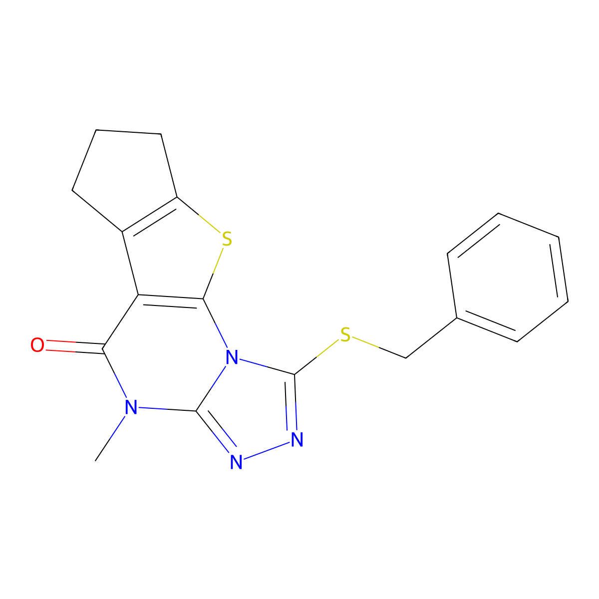 1-(benzylsulfanyl)-4-methyl-7,8-dihydro-6H-cyclopenta[4,5]thieno[3,2-e][1,2,4]triazolo[4,3-a]pyrimidin-5(4H)-one molecular structure, CAS 310447-11-1
