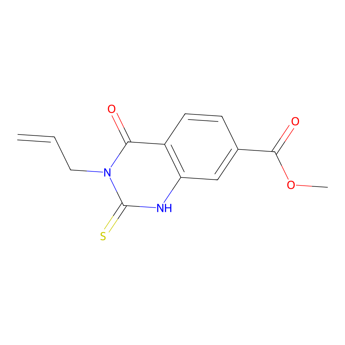 Methyl 3-allyl-2-mercapto-4-oxo-3,4-dihydroquinazoline-7-carboxylate molecular structure, CAS 310448-90-9