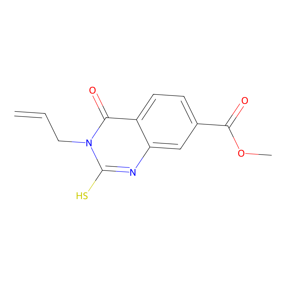 Methyl 3-allyl-2-mercapto-4-oxo-3,4-dihydroquinazoline-7-carboxylate molecular structure, CAS 310448-90-9