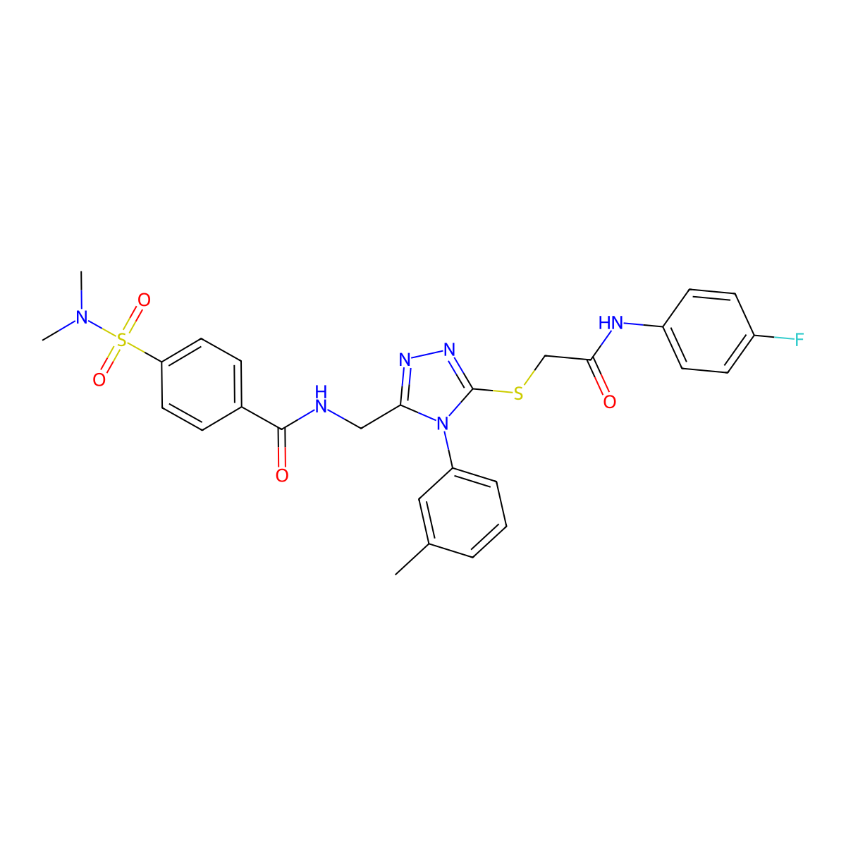 4-(dimethylsulfamoyl)-N-[[5-[2-(4-fluoroanilino)-2-oxoethyl]sulfanyl-4-(3-methylphenyl)-1,2,4-triazol-3-yl]methyl]benzamide molecular structure, CAS 310449-07-1