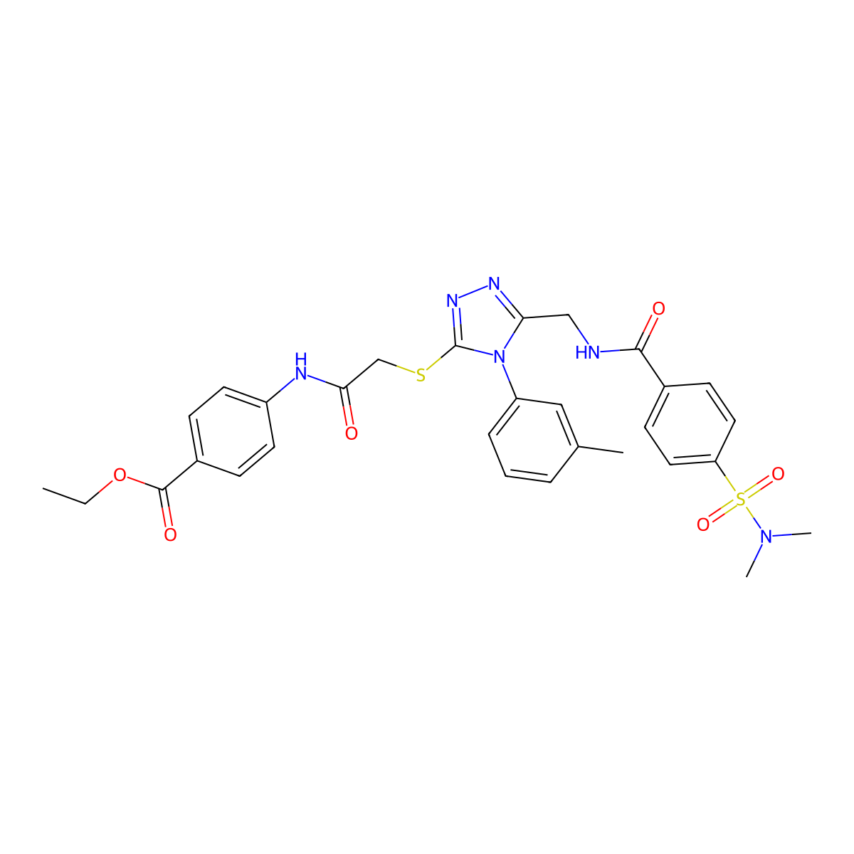 ethyl 4-(2-((5-((4-(N,N-dimethylsulfamoyl)benzamido)methyl)-4-(m-tolyl)-4H-1,2,4-triazol-3-yl)thio)acetamido)benzoate molecular structure, CAS 310449-09-3