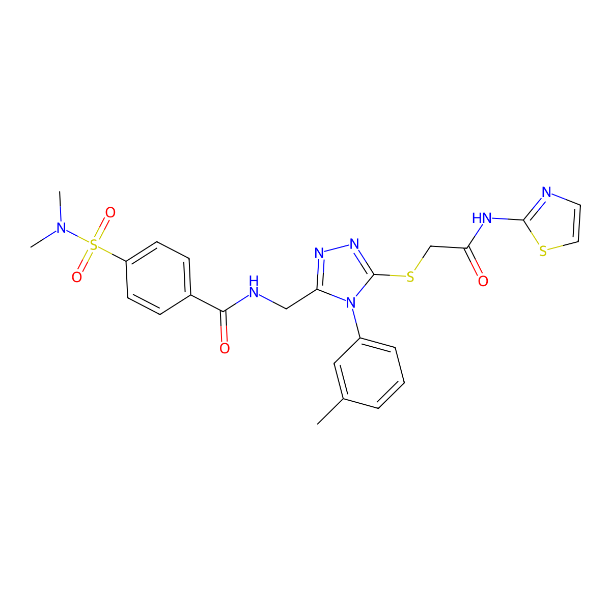 4-(dimethylsulfamoyl)-N-{[4-(3-methylphenyl)-5-({[(1,3-thiazol-2-yl)carbamoyl]methyl}sulfanyl)-4H-1,2,4-triazol-3-yl]methyl}benzamide molecular structure, CAS 310449-11-7