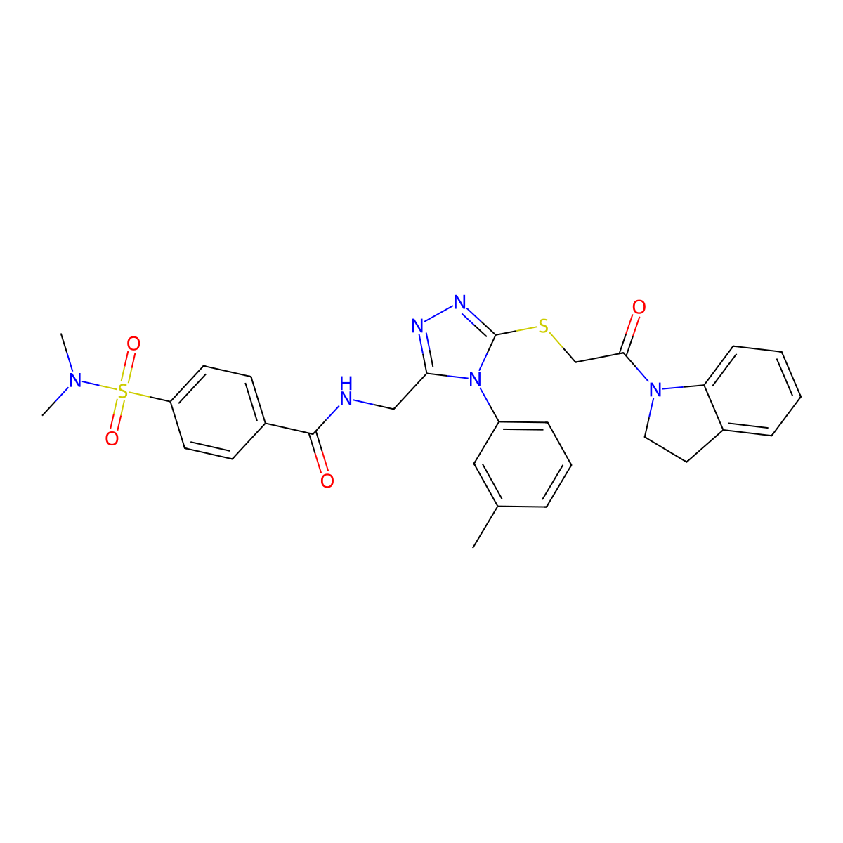 N-[(5-{[2-(2,3-dihydro-1H-indol-1-yl)-2-oxoethyl]sulfanyl}-4-(3-methylphenyl)-4H-1,2,4-triazol-3-yl)methyl]-4-(dimethylsulfamoyl)benzamide molecular structure, CAS 310449-13-9