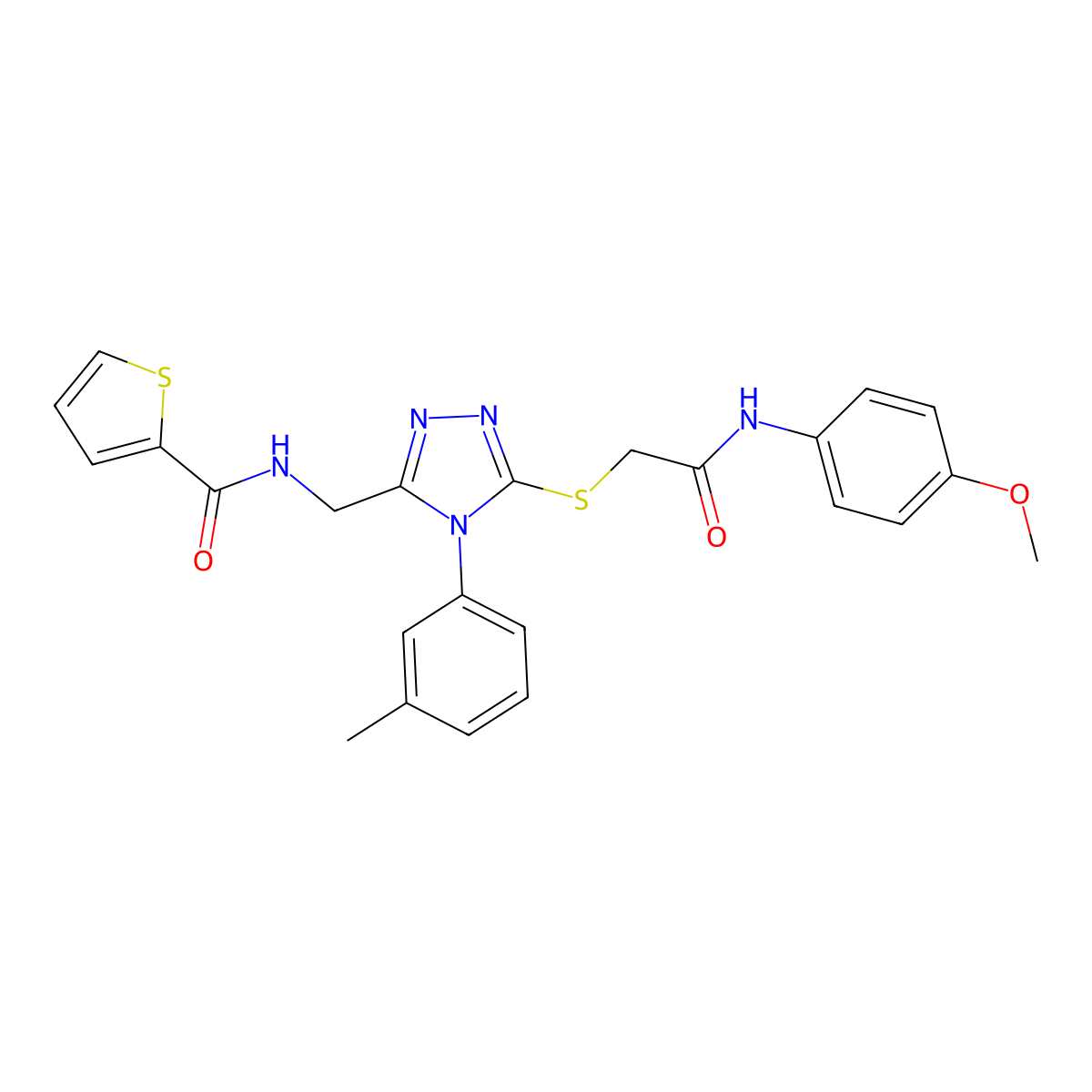 N-[[5-[2-(4-methoxyanilino)-2-oxoethyl]sulfanyl-4-(3-methylphenyl)-1,2,4-triazol-3-yl]methyl]thiophene-2-carboxamide molecular structure, CAS 310449-30-0