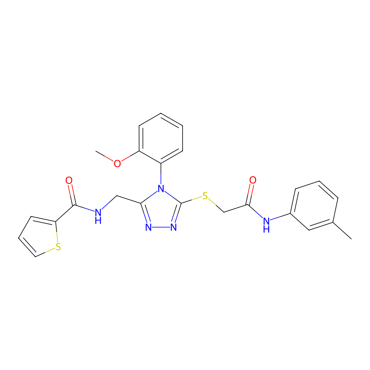 N-[[4-(2-methoxyphenyl)-5-[2-(3-methylanilino)-2-oxoethyl]sulfanyl-1,2,4-triazol-3-yl]methyl]thiophene-2-carboxamide molecular structure, CAS 310449-38-8