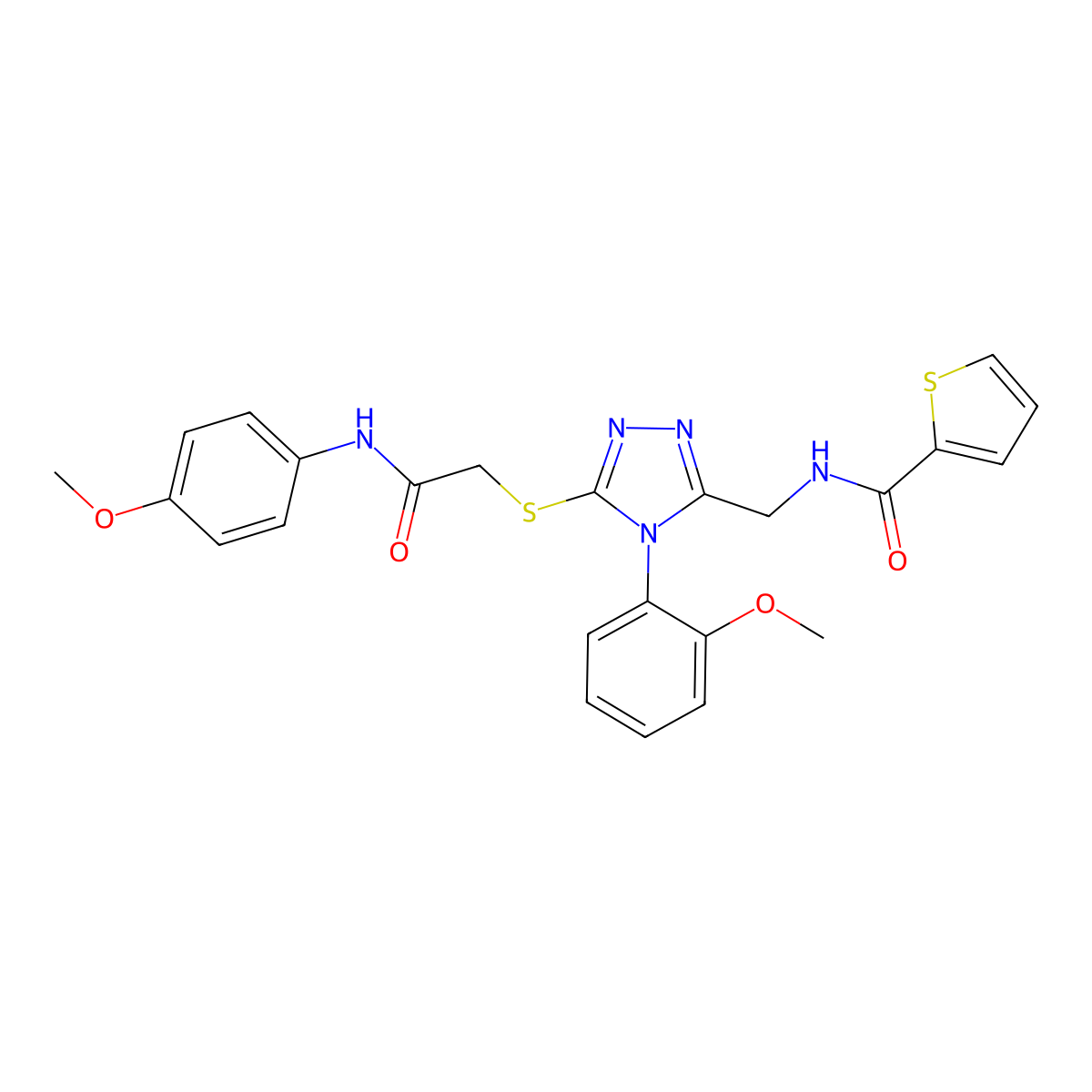 N-{[4-(2-methoxyphenyl)-5-({[(4-methoxyphenyl)carbamoyl]methyl}sulfanyl)-4H-1,2,4-triazol-3-yl]methyl}thiophene-2-carboxamide molecular structure, CAS 310449-40-2