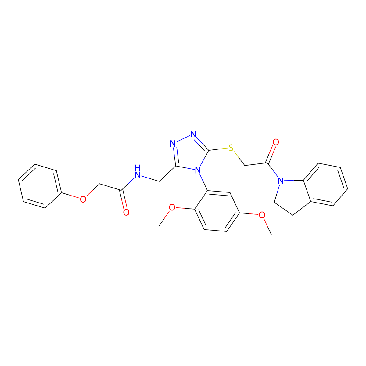 N-((4-(2,5-dimethoxyphenyl)-5-((2-(indolin-1-yl)-2-oxoethyl)thio)-4H-1,2,4-triazol-3-yl)methyl)-2-phenoxyacetamide molecular structure, CAS 310449-54-8