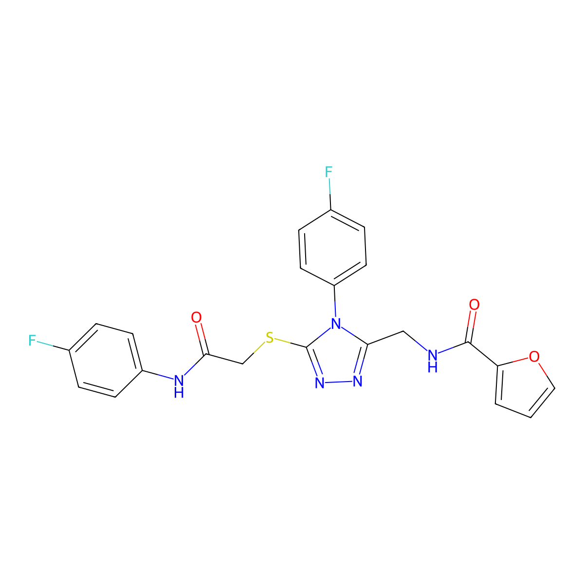 N-[[5-[2-(4-fluoroanilino)-2-oxoethyl]sulfanyl-4-(4-fluorophenyl)-1,2,4-triazol-3-yl]methyl]furan-2-carboxamide molecular structure, CAS 310449-88-8