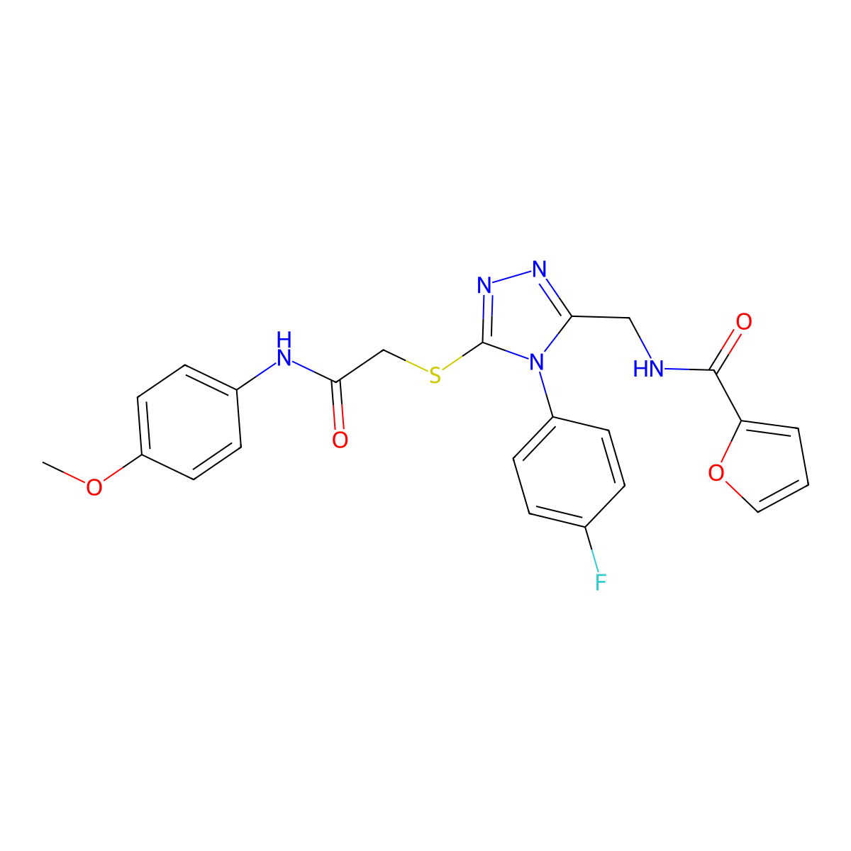 N-[[4-(4-fluorophenyl)-5-[2-(4-methoxyanilino)-2-oxoethyl]sulfanyl-1,2,4-triazol-3-yl]methyl]furan-2-carboxamide molecular structure, CAS 310449-90-2