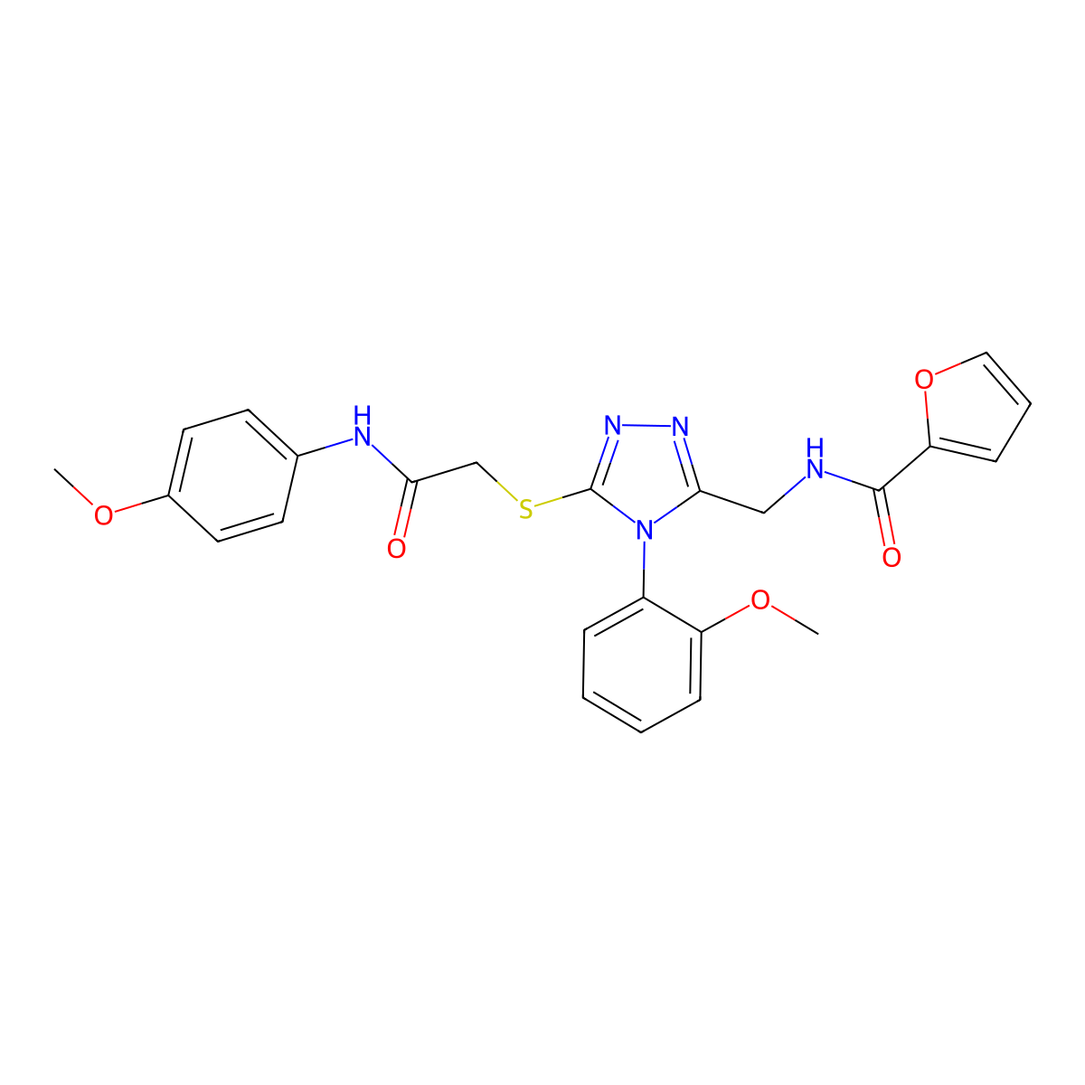 N-((4-(2-methoxyphenyl)-5-((2-((4-methoxyphenyl)amino)-2-oxoethyl)thio)-4H-1,2,4-triazol-3-yl)methyl)furan-2-carboxamide molecular structure, CAS 310449-97-9