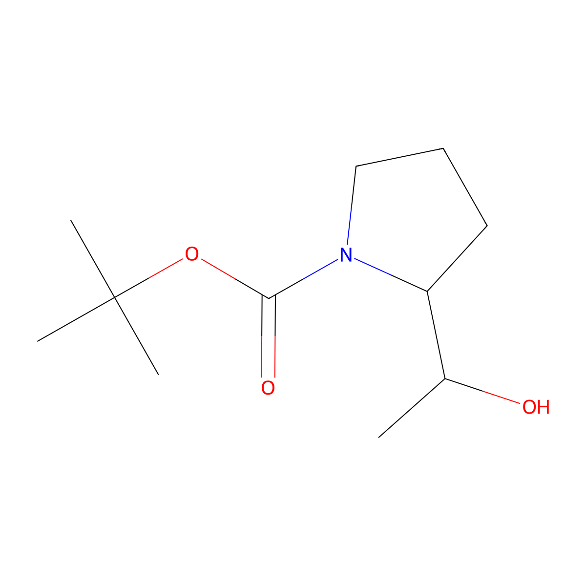 tert-Butyl (2S)-2-[(1R)-1-hydroxyethyl]pyrrolidine-1-carboxylate molecular structure, CAS 310450-41-0