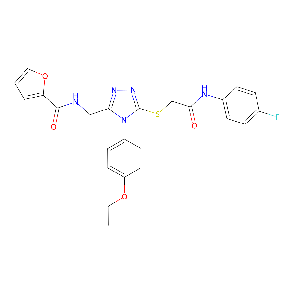 N-[[4-(4-ethoxyphenyl)-5-[2-(4-fluoroanilino)-2-oxoethyl]sulfanyl-1,2,4-triazol-3-yl]methyl]furan-2-carboxamide molecular structure, CAS 310450-74-9