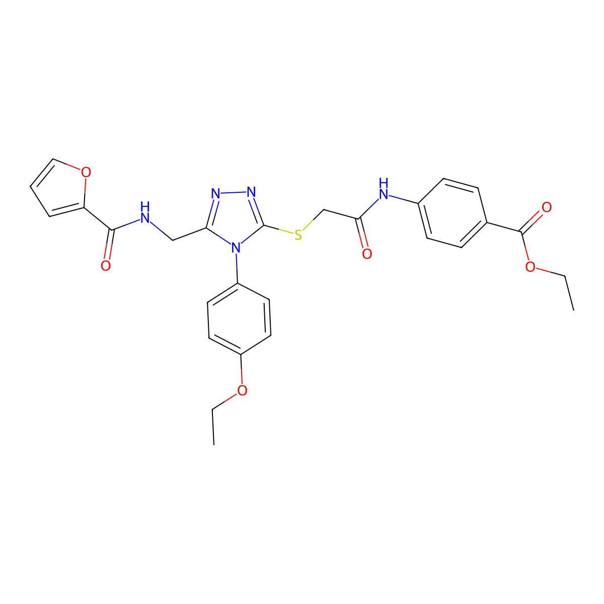 Ethyl 4-[[2-[[4-(4-ethoxyphenyl)-5-[(furan-2-carbonylamino)methyl]-1,2,4-triazol-3-yl]sulfanyl]acetyl]amino]benzoate molecular structure, CAS 310450-76-1