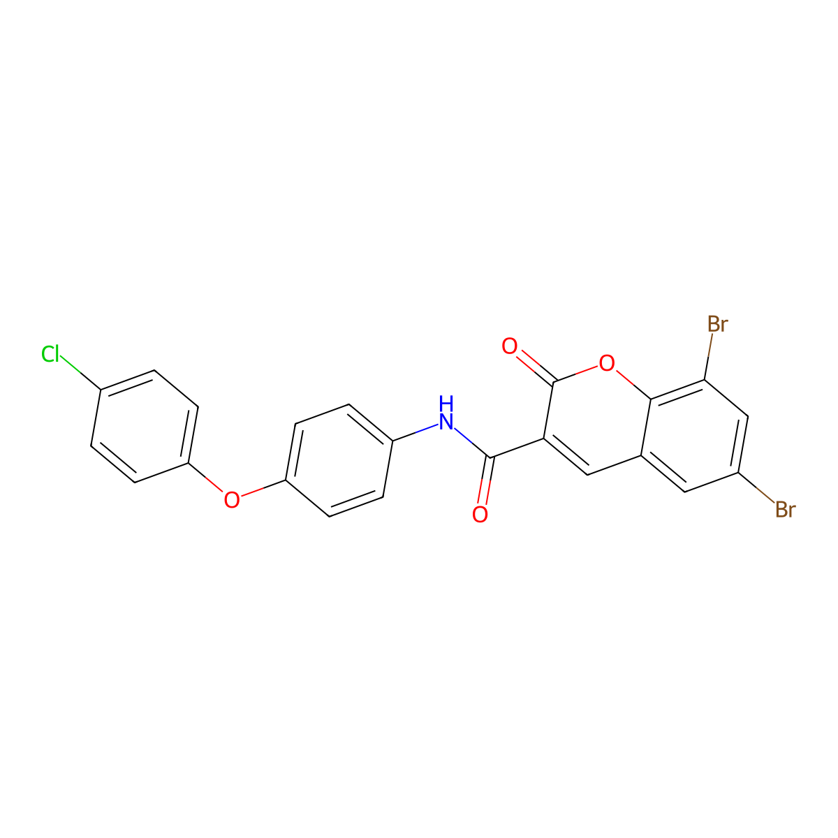 6,8-dibromo-N-[4-(4-chlorophenoxy)phenyl]-2-oxo-2H-chromene-3-carboxamide molecular structure, CAS 310451-09-3