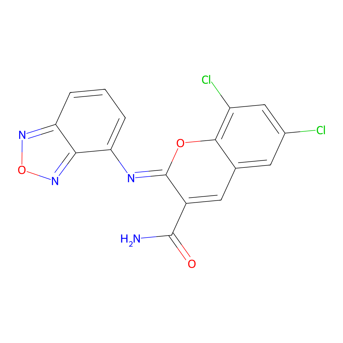 (2Z)-2-[(2,1,3-benzoxadiazol-4-yl)imino]-6,8-dichloro-2H-chromene-3-carboxamide molecular structure, CAS 310451-11-7