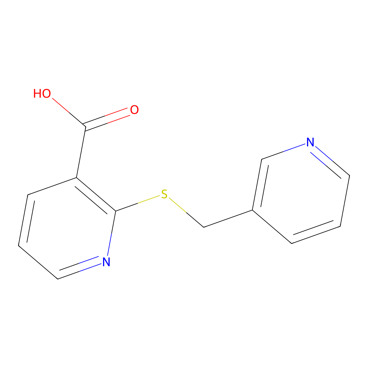 2-[(Pyridin-3-ylmethyl)sulfanyl]pyridine-3-carboxylic acid molecular structure, CAS 310451-75-3