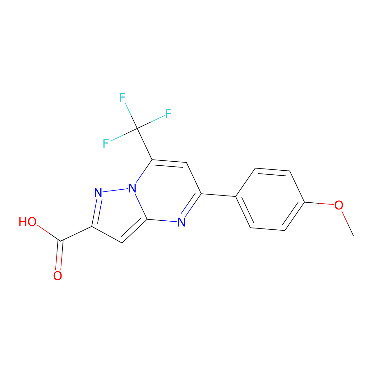 5-(4-Methoxyphenyl)-7-(trifluoromethyl)pyrazolo[1,5-a]pyrimidine-2-carboxylic acid molecular structure, CAS 310451-80-0