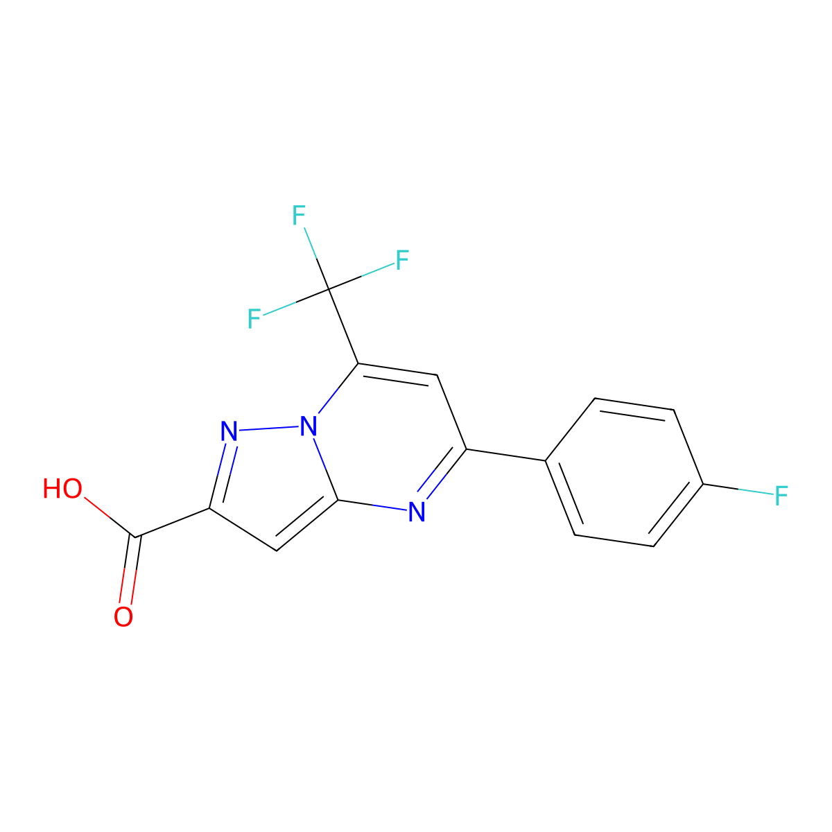 5-(4-Fluorophenyl)-7-(trifluoromethyl)pyrazolo[1,5-a]pyrimidine-2-carboxylic acid molecular structure, CAS 310451-82-2