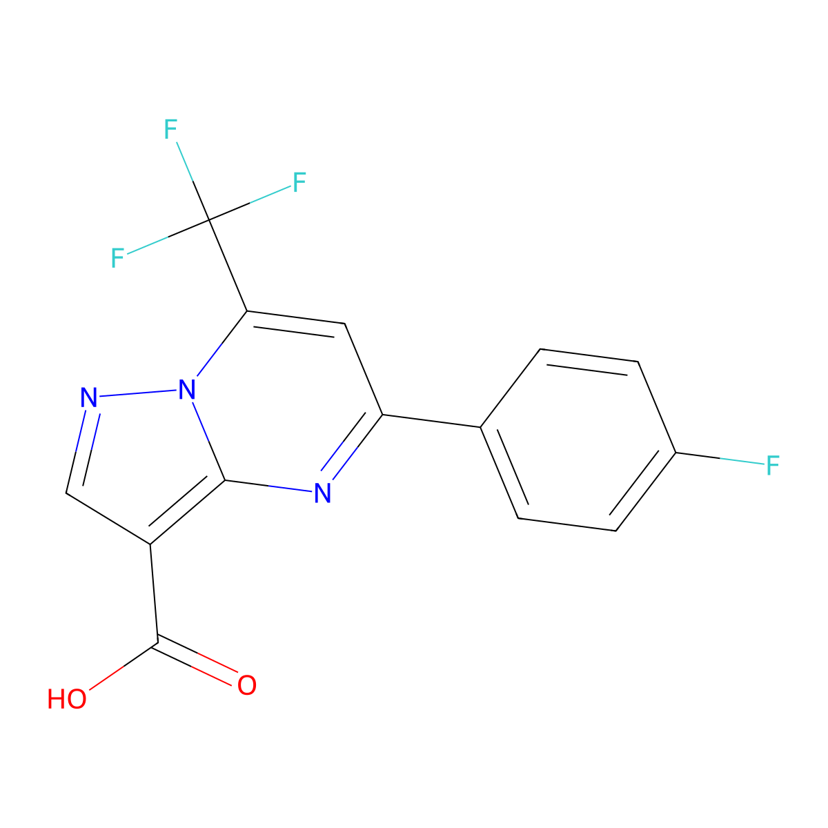 5-(4-Fluorophenyl)-7-(trifluoromethyl)pyrazolo[1,5-a]pyrimidine-3-carboxylic acid molecular structure, CAS 310451-83-3