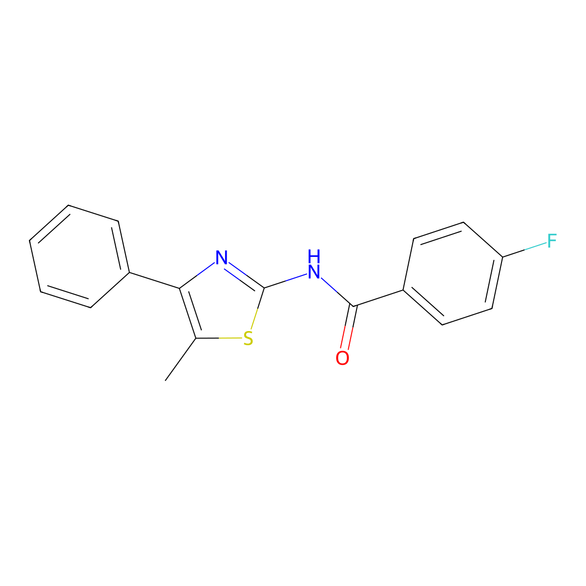 4-fluoro-N-(5-methyl-4-phenyl-1,3-thiazol-2-yl)benzamide molecular structure, CAS 310452-24-5